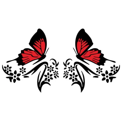 Butterfly Flower Graphics Vinyl Stickers for Car Hood Body Side Door Decal Decor - Image 1 of 4