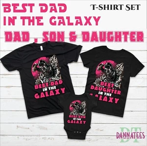 BEST DAD in the GALAXY Father's Day special gift set Dad Son Daughter T-shirt - Picture 1 of 12