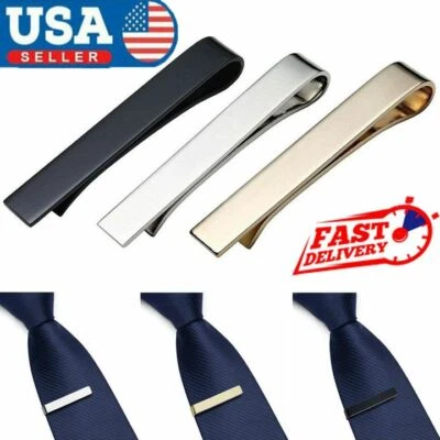 3Pcs Tie Clips for Men Elegant Metal Necktie Tie Bar Pinch Clasp Wedding Party - Image 1 of 4