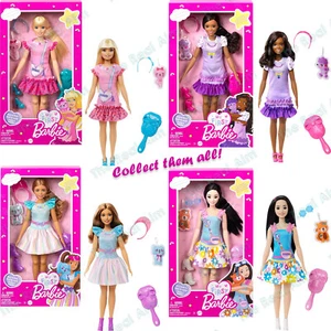 My First Barbie bambola prescolare con corpo morbido posabile da 13,5 pollici, peluche animale domestico e acc - Foto 1 di 31