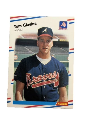 Excelente: Tarjeta coleccionable vintage 1988 Fleer Tom Glavine Atlanta Braves novato Foto 1 de 2