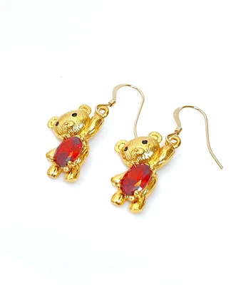 Cute Teddy Crystal Earrings | Dainty Bear Jewellery | 14kt Gold Filled | Teddy - Image 1 of 2