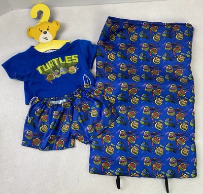 Build A Bear Teenage Mutant Ninja Turtle Outfit & Sleeping Bag Camiseta Curta PJs - Imagem 1 de 4