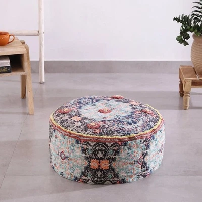 Ottoman Pouf - Round Footstool | Moroccan Style - Image 1 of 4