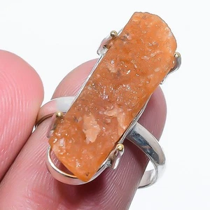 Cornalina Rough Piedra Preciosa Hecho 925 Plata de Ley Joyería Talla Del Anillo - Imagen 1 de 5