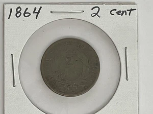 Pieza de dos centavos de la era de la Guerra Civil de 1864 gran lema circulado envío gratuito - Imagen 1 de 6