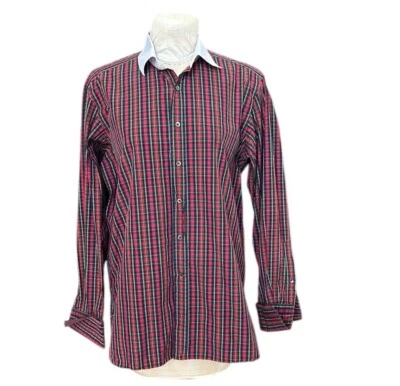 Ralph Lauren Purple Label Button Up Shirt French Cuff Italy Plaid Red/Green 16.5 - Image 1 of 4