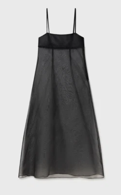 NEW XS Silk Laundry Black sheer 100% Silk Maxi Dress Organza XS - image 1 of 4