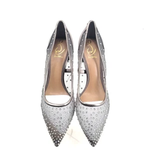 SAM EDELMAN Hazel Pointed Toe Pumps Size 11 M, Silver Mesh Rhinestone Accent New - Picture 1 of 11