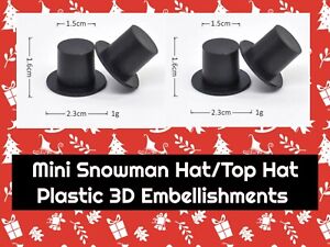 4 x Plastic 3D Snowman/Top Hat Embellishments - -Bows, Crafts, etc