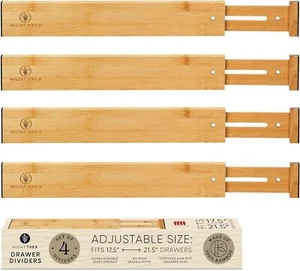 Eco-friendly Bamboo Drawer Dividers - Adjustable and Spring-Loaded Organizers - Picture 1 of 9