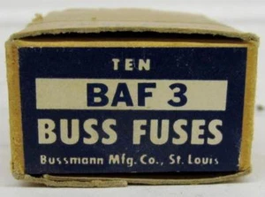 BUSS FUSES BAF3 (BOX OF 10) P/N: 107610 FAST ACTING FUSE - Picture 1 of 4