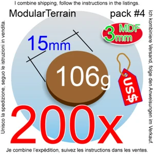 200x 3mm MDF 15mm Round Base Warhammer 40k Infinity Age Of Sigmar Wargame AOS - Bild 1 von 3