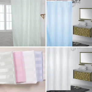 Tenda doccia impermeabile tessuto bagno fantasia righe tinta unita con ganci - Foto 1 di 14