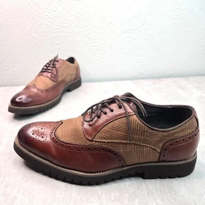 Stacy Adams Brogue Loafers Mens Size 8.5 Brown Preppy Wingtip Oxford Dress Shoes - Picture 1 of 12