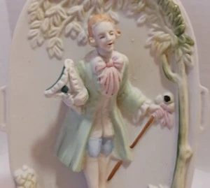 Vintage Plaques (2) In Bisque Chase Classical 18th Century Man And Woman... - Picture 1 of 7