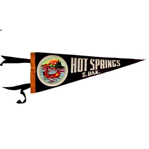 Vintage 50s Hot Springs South Dakota Pennant Flag Size 19.5 Inches - Picture 1 of 4
