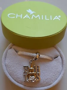 Chamilia silver 925 Gold Accent Paris Eiffel Tower Bracelet charm dangle In Box - Picture 1 of 4