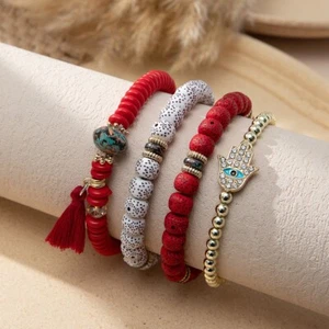 Bohemian Rice Perlen Armband Design Nische Kontrast Farbe Stapelarmband Set - Bild 1 von 1