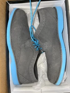 Zapatos Oxford Perry Ellis Portfolio Kenneth Para Hombres Talla 10 Gamuza Cuero Azul - Imagen 1 de 5
