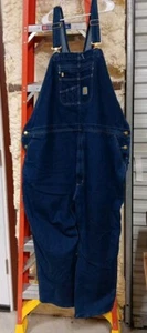 Carhartt Bib Overalls Denim Blue OR4672-M Loose Fit Men 54X27 Workwear - Picture 1 of 7