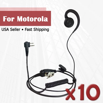 10x Swivel Earpiece w/ PTT Mic for Motorola Radios CP180 CP200D CLS1110 CLS1410 - Image 1 of 4