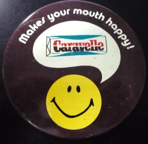 1970's Caravelle Candy Bar 4" Round Button Pin - Makes Your mouth happy! - Picture 1 of 2
