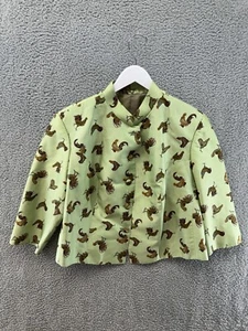 The Grand Fashion Women's Size 38 Green Rooster Button Up Blazer EUC - Picture 1 of 8