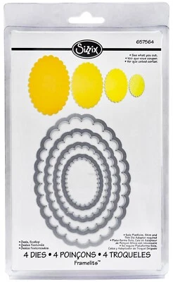 Sizzix Framelits Scallop Oval set #657564 Retail $22.99 4 perfect OVALS! - Image 1 of 4
