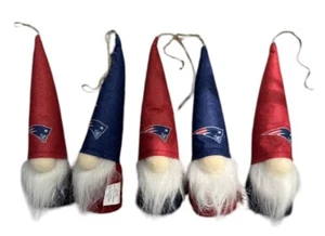 New England Patriots 5 Pack Plush Gnome Ornament Set The Memory Club 7" NEW - Picture 1 of 7