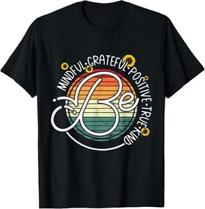 Vintage Motivation Tee, Mindful, Grateful, Positive, Be Kind Gift Unisex T-Shirt - Picture 1 of 4