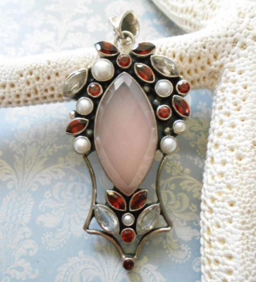 Nicky Butler Sterling Silver Garnet Pearl Quartz White Topaz Pendant   55P71 - Image 1 of 4