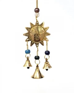 Sun Brass Wind Chime Bells & Beads 9" Long(assorted bead colors) - Picture 1 of 1