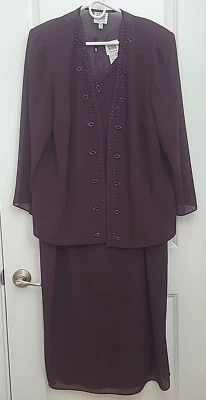 Conjunto de chaqueta de vestir R&M Richards Karen Wong para mujer talla 18WP cambio forrado adorno Foto 1 de 4