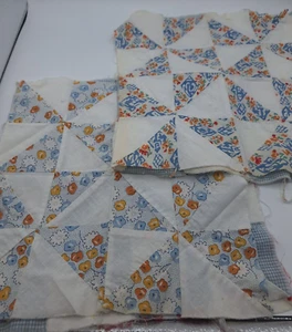 5 Vintage Blue Patchwork Blocks- Broken Dishes-12" 1920s Table Runner - Picture 1 of 4
