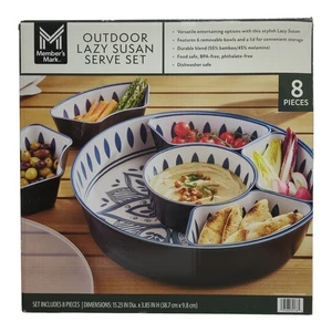 Member's Mark Melamine 6-Section Outdoor Lazy Susan Serving Set (Cobalt) - Picture 1 of 2