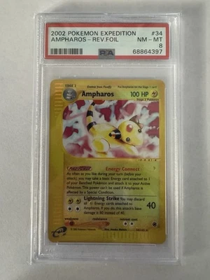 Pokemon 2002 WOTC Expedition Base Set: Ampharos 34/165 Reverse Holo Rare - PSA 8 - Image 1 of 4