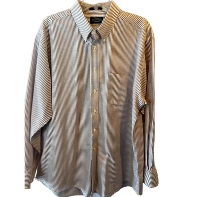 cambridge classics vtg mens 18 34/35 red striped LS button up cotton blend shirt - Image 1 of 4