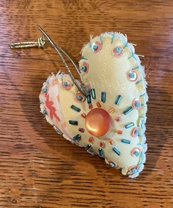 Handmade Heart Repurposed Quilt Christmas Valentine Holiday Ornament - Picture 1 of 2