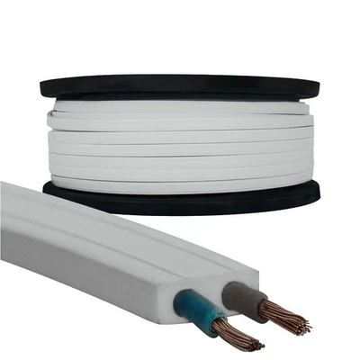 15m Illu-Flachbandkabel H05RNH2-F 2x1,5mm ² Catena Luci Festa Piatto Bianco - Immagine 1 di 4