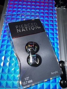 NWT Pierced Nation CAT Iridescent Glitter Acrylic 12.7mm 1/2” Gauges Spencer's - Picture 1 of 7