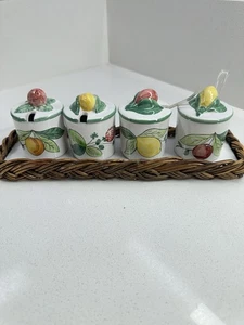 Vintage Ceramic Jars Hand-Painted Italy Set Of 4 - Picture 1 of 12