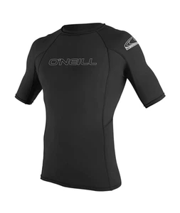 ONEILL BASIC SKINS SHORT SLEEVED MENS RASH VEST BLACK - Picture 1 of 1