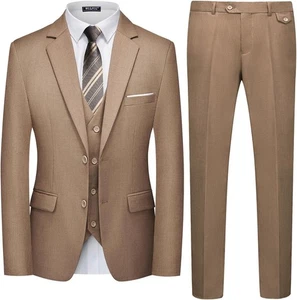 Men's 3 Piece Slim Fit Suit Set Jacket Vest Pants Tuxedo Set for Party Wedding - Picture 1 of 5