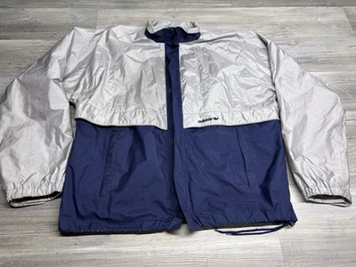 Vintage Adidas Gore Tex Windbreaker Jacket Size L Gray Blue Vented Full Zip Up - Image 1 of 4
