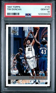 Tarjeta de novato Topps Tim Duncan #115 1997 PSA 10 - Imagen 1 de 2