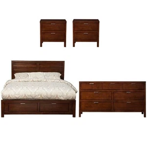 Home Square 4 Piece Set with Nightstand Full Size Storage Bed & Dresser - Picture 1 of 15