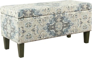 Large Decorative Storage Bench - Antiqued Blue - Picture 1 of 12