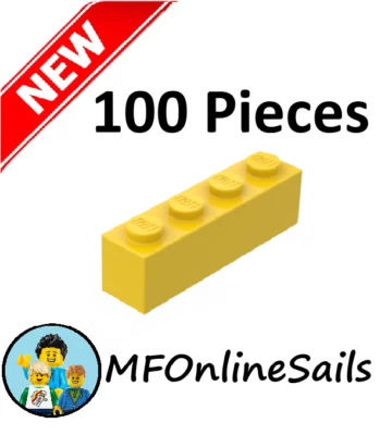 **NEW** 100x Genuine LEGO 1x4 Bricks - Yellow - Piece # 3010 Bulk - Image 1 of 4