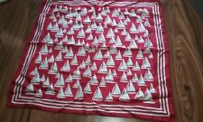 Vintage Talbots 100% Silk Red Scarf Nautical Sailboats Made in Italy 21" Square